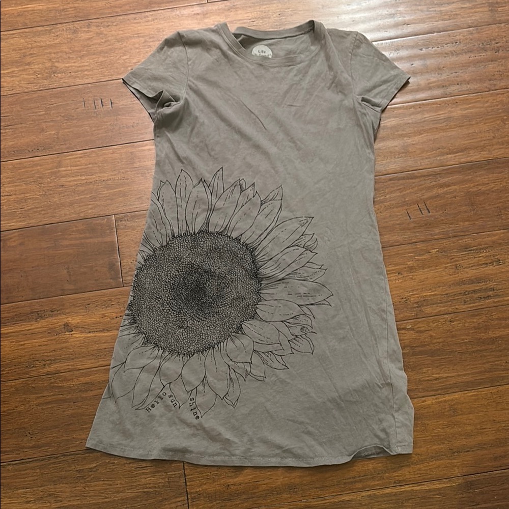 Life is Good T-Shirt Dress with Sunflower Design